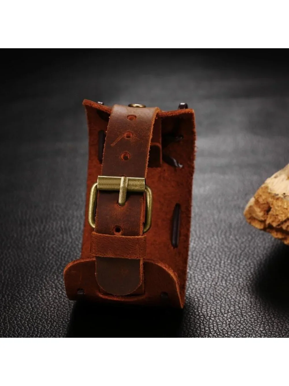 Unisex Brown Analog Quartz Arabic Numerals Leather Strap Vintage Wrist Watch